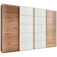 SCHWEBETÜRENSCHRANK 330/217/67 cm 4-türig Weiß, Buchefarben  - Buchefarben/Weiß, Natur, Glas/Holz (330/217/67cm) - Linea Natura