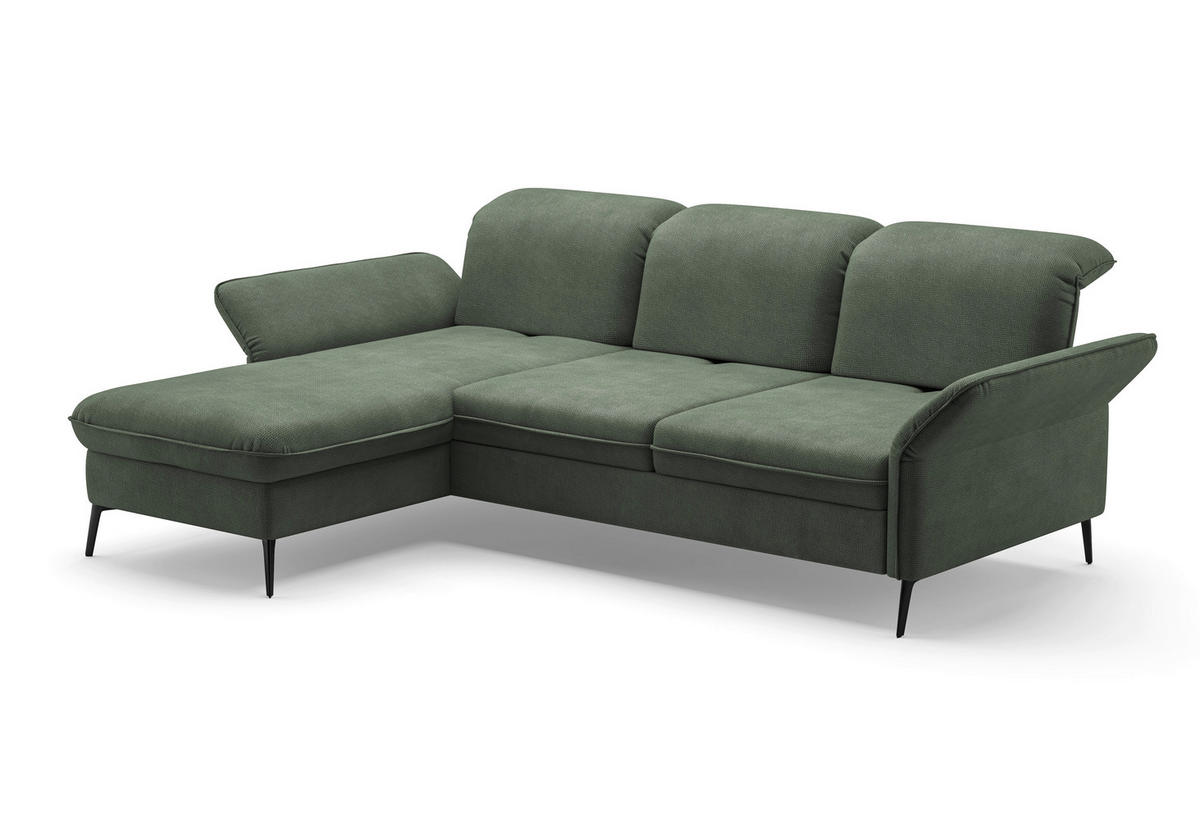 ECKSOFA in Flachgewebe Grün  - Schwarz/Grün, Konventionell, Textil/Metall (198/264cm) - Sit & More