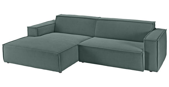 ECKSOFA Grün Feincord  - Schwarz/Grün, KONVENTIONELL, Kunststoff/Textil (168/276cm) - Hom`in