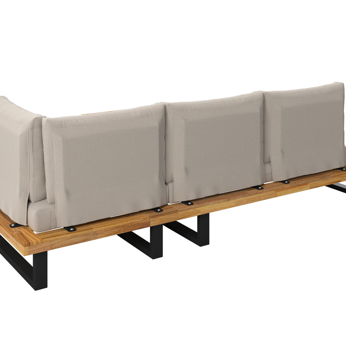 BAŠTENSKA GARNITURA  - prirodna boja/crna, Moderno, drvo/metal (254/78/82cm) - Bessagi Garden