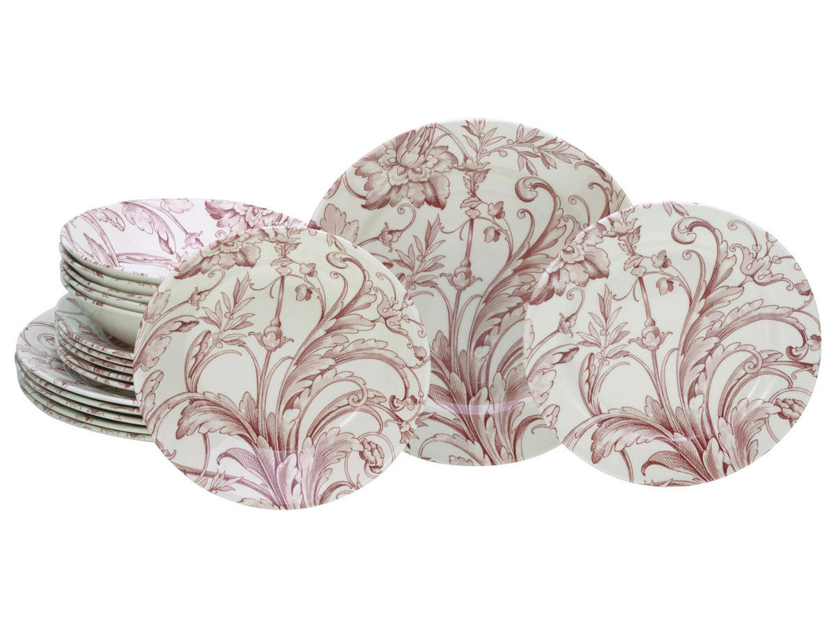 SERVIS Venecia Blue 18 delar  - vit/gammelrosa, Basics, keramik - Creatable