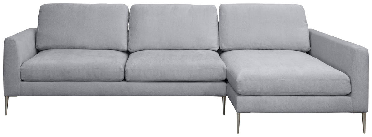 ECKSOFA Grau Chenille  - Silberfarben/Grau, KONVENTIONELL, Textil/Metall (284/143cm) - Carryhome