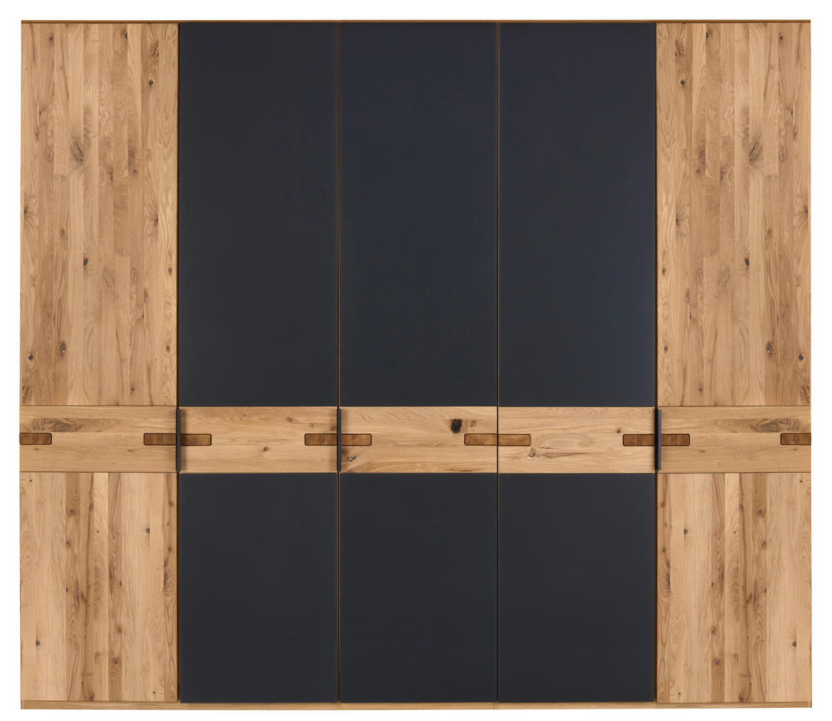 DREHTÜRENSCHRANK in Anthrazit, Eiche Bianco  - Eiche Bianco/Anthrazit, Natur, Glas/Holz (247/214/61cm) - Linea Natura