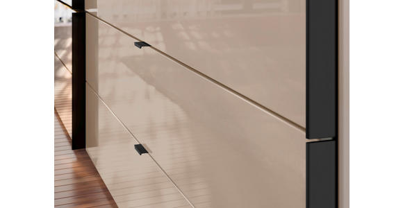 SCHWEBETÜRENSCHRANK 306/222/68 cm 2-türig Elfenbein  - Elfenbein/Schwarz, Design, Glas/Holzwerkstoff (306/222/68cm) - Dieter Knoll