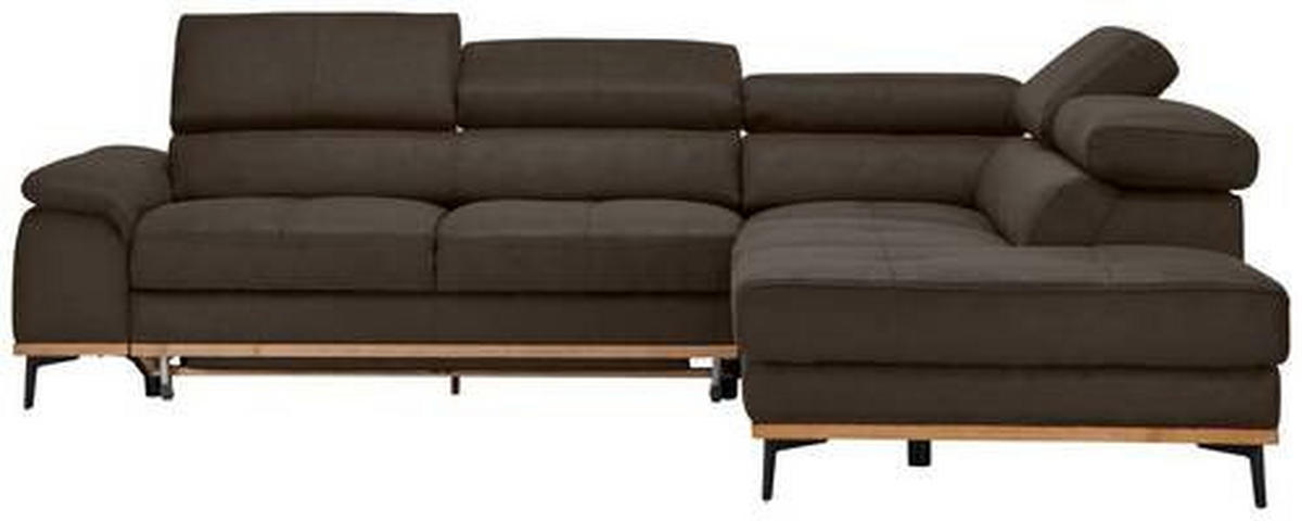 ECKSOFA inkl.Funktionen Anthrazit Lederlook  - Anthrazit/Schwarz, Natur, Holz/Textil (282/226cm) - Novel
