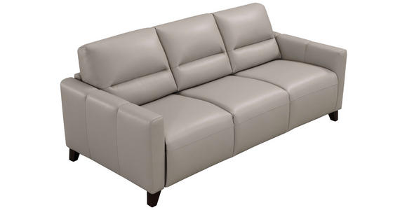 SCHLAFSOFA  in Echtleder Hellgrau  - Eiche dunkel/Hellgrau, Design, Leder/Holz (206/89/97cm) - Novel