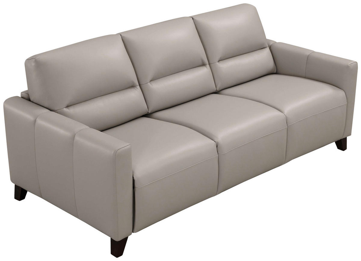 SCHLAFSOFA Hellgrau Echtleder  - Eiche dunkel/Hellgrau, Design, Leder/Holz (206/89/97cm) - Novel