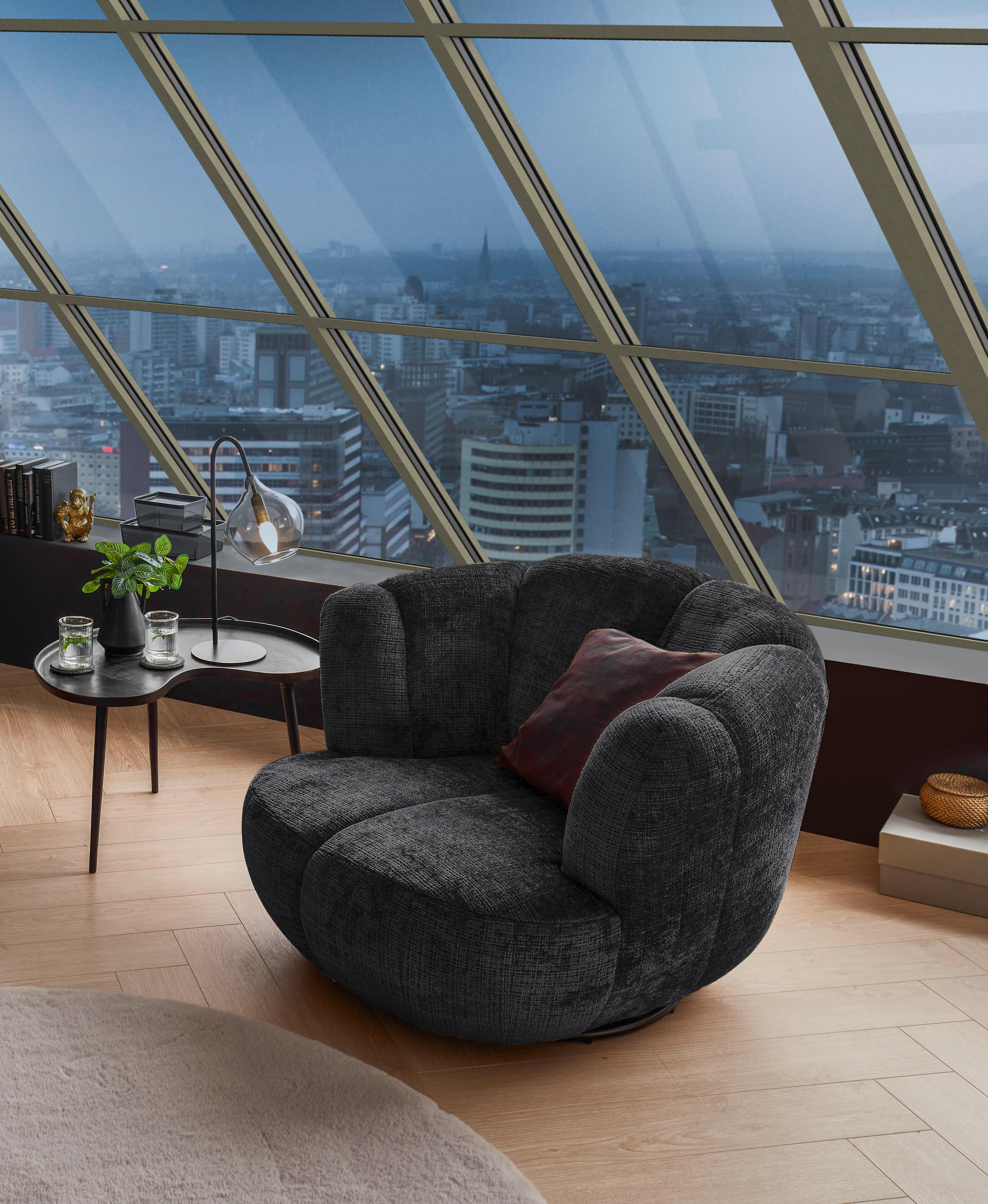 SESSEL in Chenille Schwarz  - Schwarz, MODERN, Textil/Metall (101/69/107cm) - Livetastic