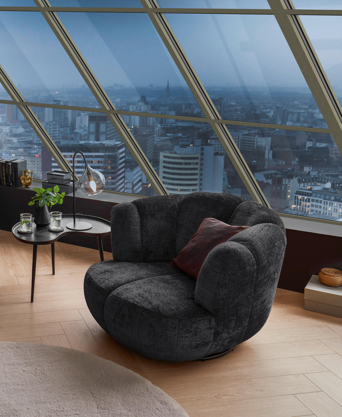 SESSEL in Chenille Schwarz  - Schwarz, MODERN, Textil/Metall (101/69/107cm) - Livetastic