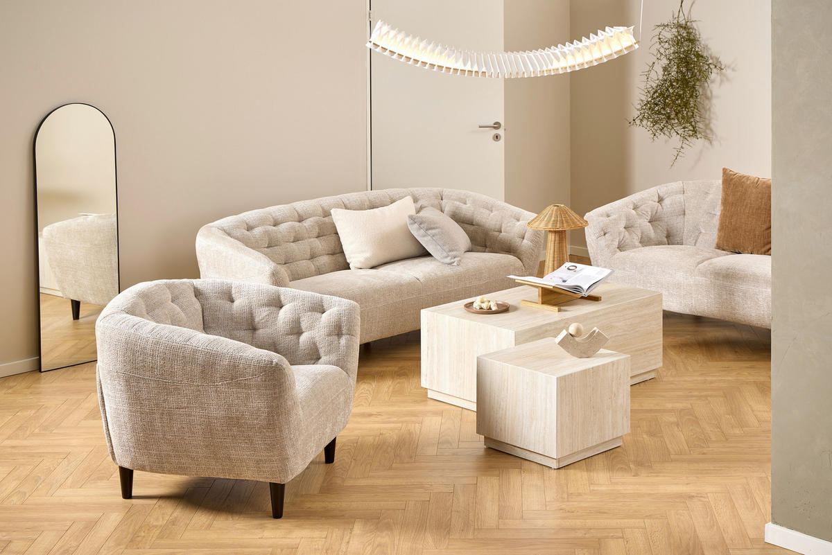 COUCHTISCHSET in Holzwerkstoff 100/44/60/44/42/38 cm  - Sandfarben/Beige, Design, Holzwerkstoff (100/44/60/44/42/38cm)