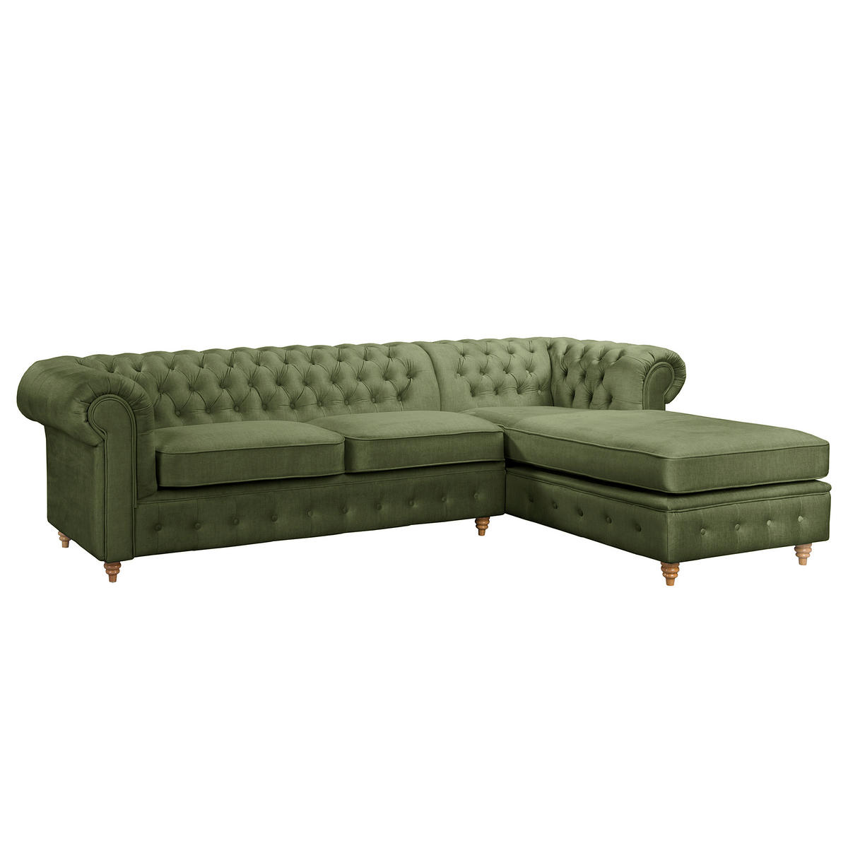 ECKSOFA Laura in Mikrofaser Dunkelgrün  284/182 cm  - Dunkelgrün/Creme, Design, Holz/Textil (284/182cm) - P & B