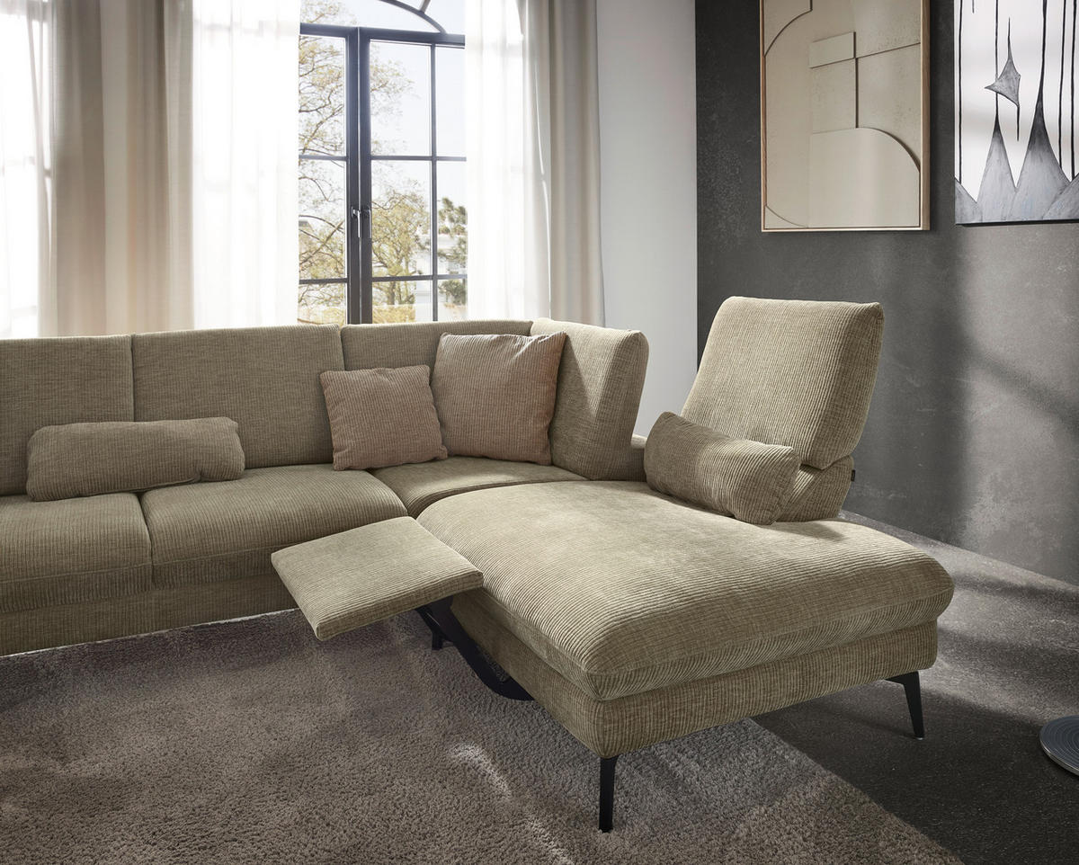 WOHNLANDSCHAFT in Webstoff Beige  - Beige/Schwarz, Design, Textil/Metall (157/354/208cm) - Dieter Knoll