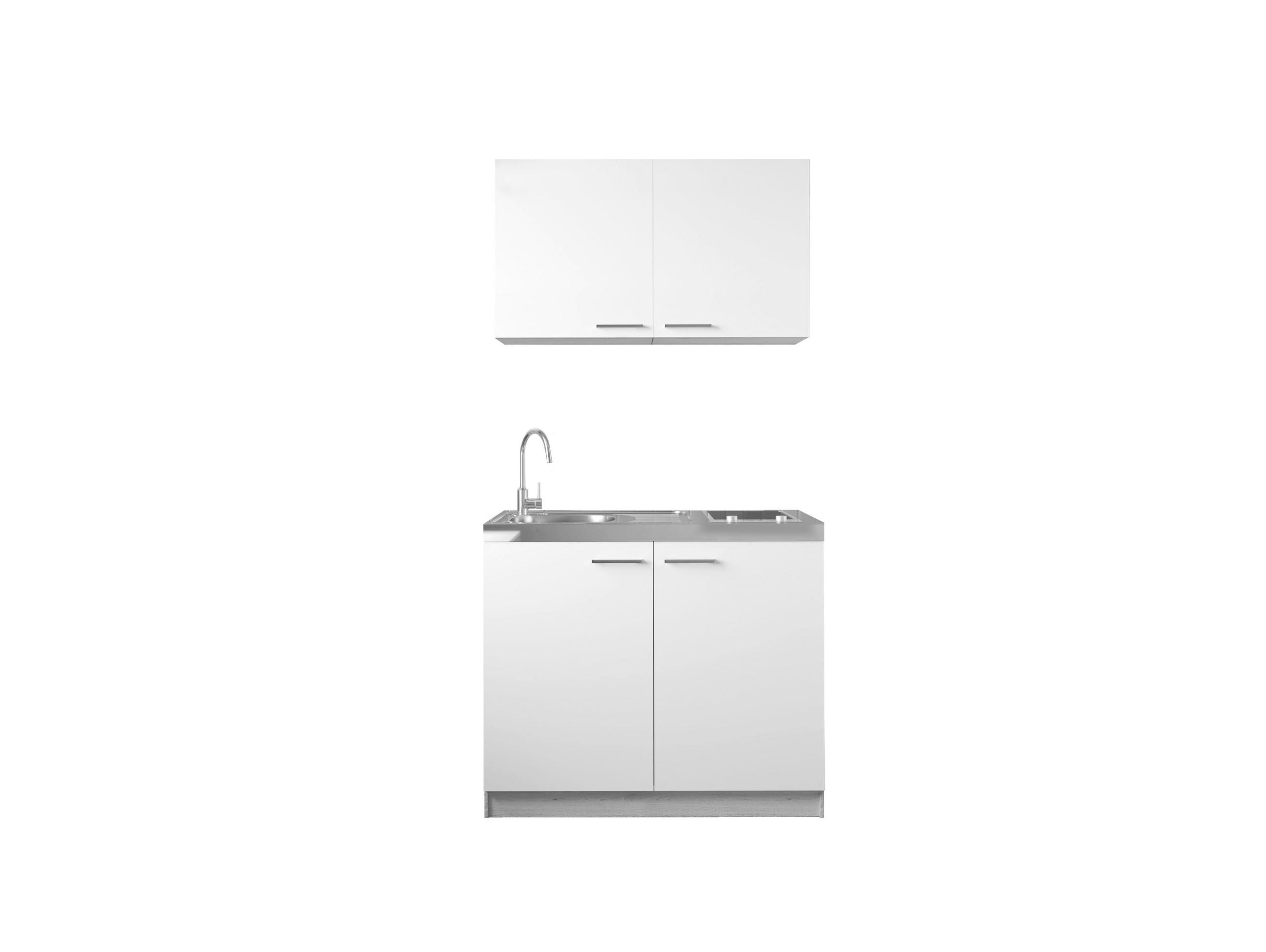 MINIKÜCHE 100 cm   in Weiß, Eichefarben  - Eichefarben/Silberfarben, Basics, Holzwerkstoff/Metall (100cm) - Respekta