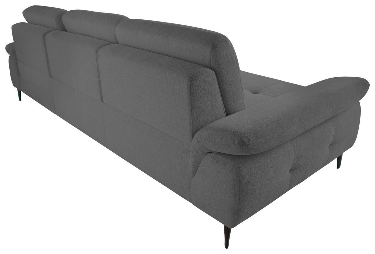 ECKSOFA ALMA in Chenille Dunkelgrau  285/191 cm  - Dunkelgrau/Schwarz, Design, Textil/Metall (285/191cm) - Livetastic