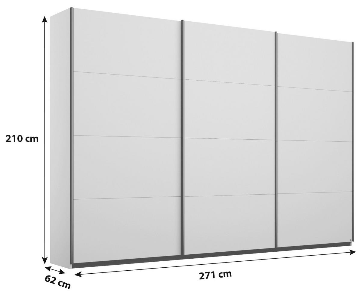 SCHWEBETÜRENSCHRANK 271/210/62 cm 3-türig Grau  - Alufarben/Grau, MODERN, Holzwerkstoff/Metall (271/210/62cm) - Rauch Möbel