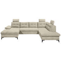WOHNLANDSCHAFT in Webstoff Beige  - Beige/Schwarz, Konventionell, Kunststoff/Textil (170/324/218cm) - MID.YOU