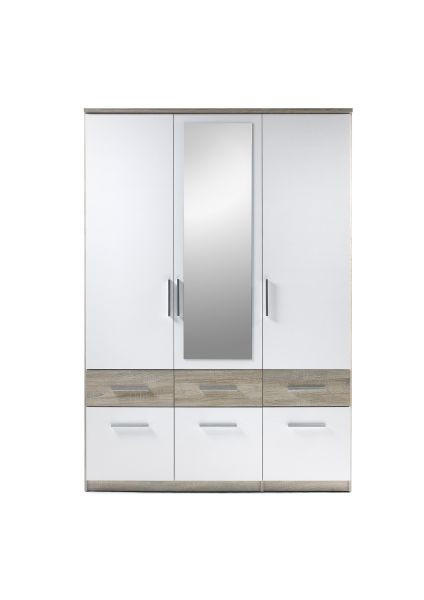 ORMAR ZA ODEĆU bela, sonoma hrast 136/198/55 cm - sonoma hrast/boja aluminijuma, Dizajnerski, drvo/plastika (136/198/55cm) - Xora