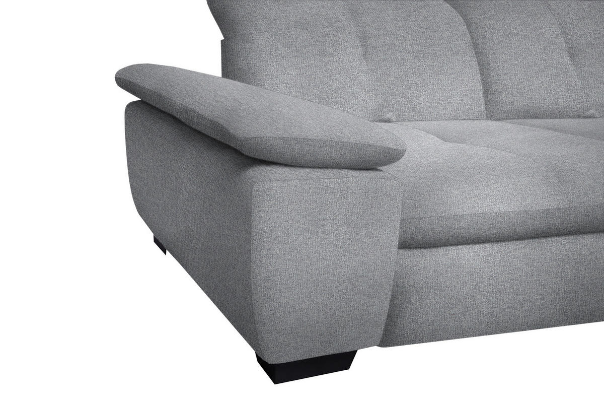 ECKSOFA Grau Flachgewebe  - Schwarz/Grau, Design, Textil/Metall (242/313cm) - Xora