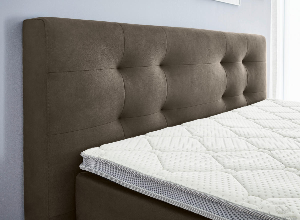 BOXSPRINGBETT 180/200 cm,  in Grau, Topper, Matratzen, H2 + H3 = mittel + fest  - Chromfarben/Grau, KONVENTIONELL, Kunststoff/Textil (180/200cm) - Carryhome