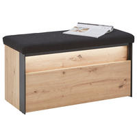 GARDEROBENBANK 91,5/48,5/40 cm  - Schwarz/Eiche Artisan, Konventionell, Holzwerkstoff/Textil (91,5/48,5/40cm) - Voleo