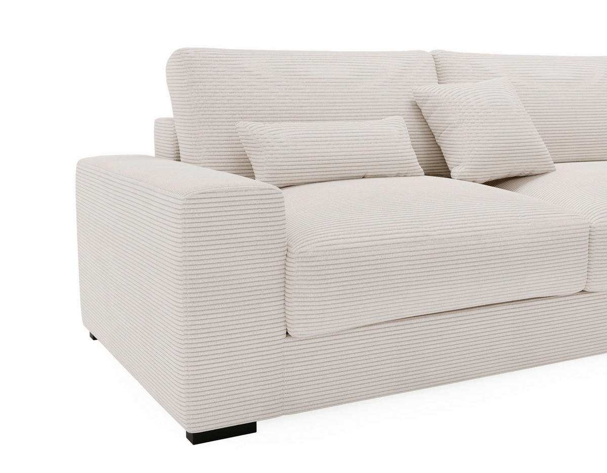 ECKSOFA in Cord Hellgrau  340/205 cm  - Hellgrau/Schwarz, Design, Kunststoff/Textil (340/205cm) - Lomoco