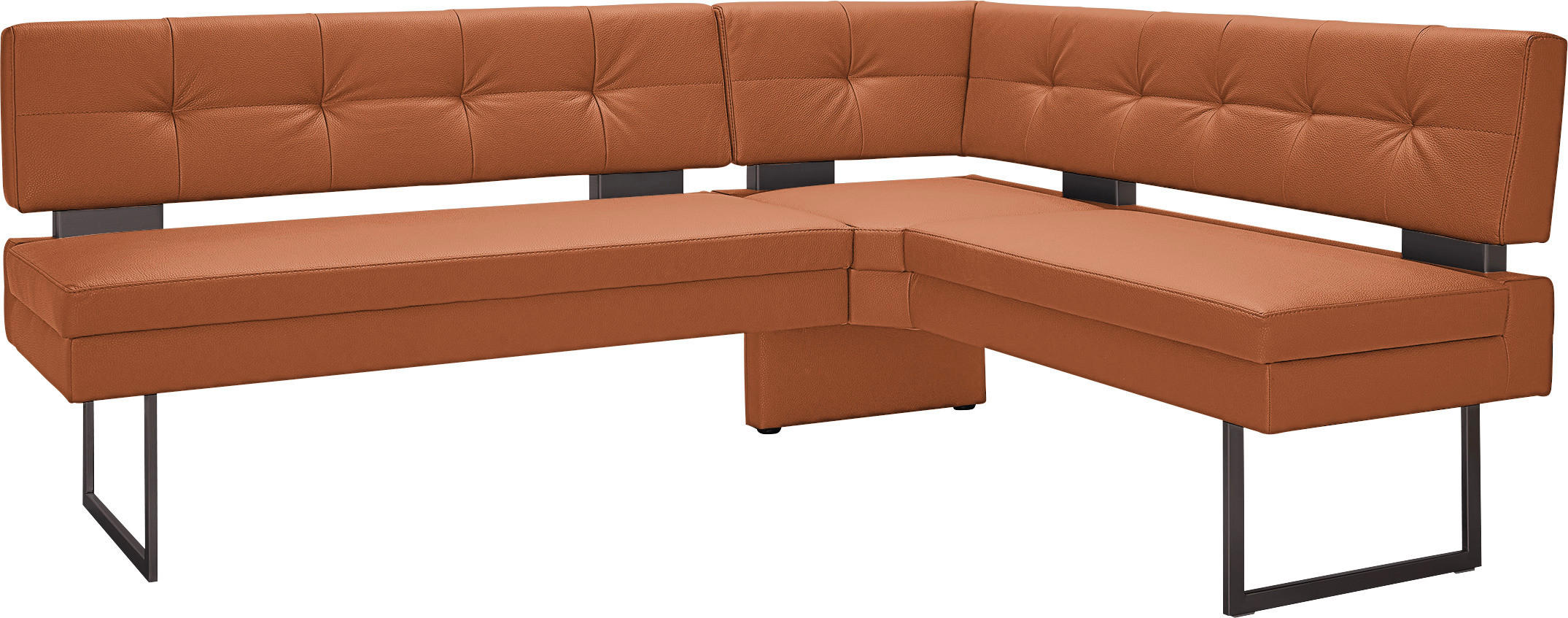 ECKBANK in Metall, Textil Braun, Orange - Schwarz/Braun, Design, Textil/Metall (200/158cm) - Dieter Knoll