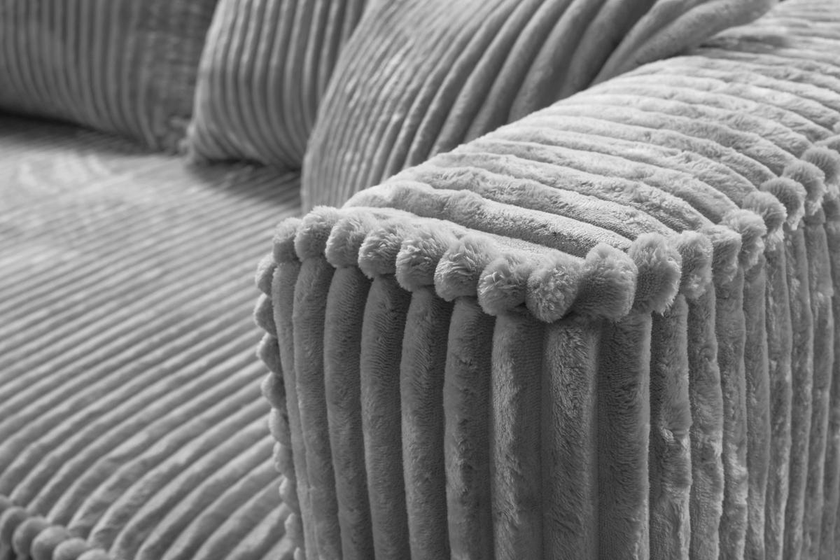 RÉCAMIERE in Cord Hellgrau  - Hellgrau/Schwarz, Design, Holz/Textil (207/75/121cm) - MID.YOU