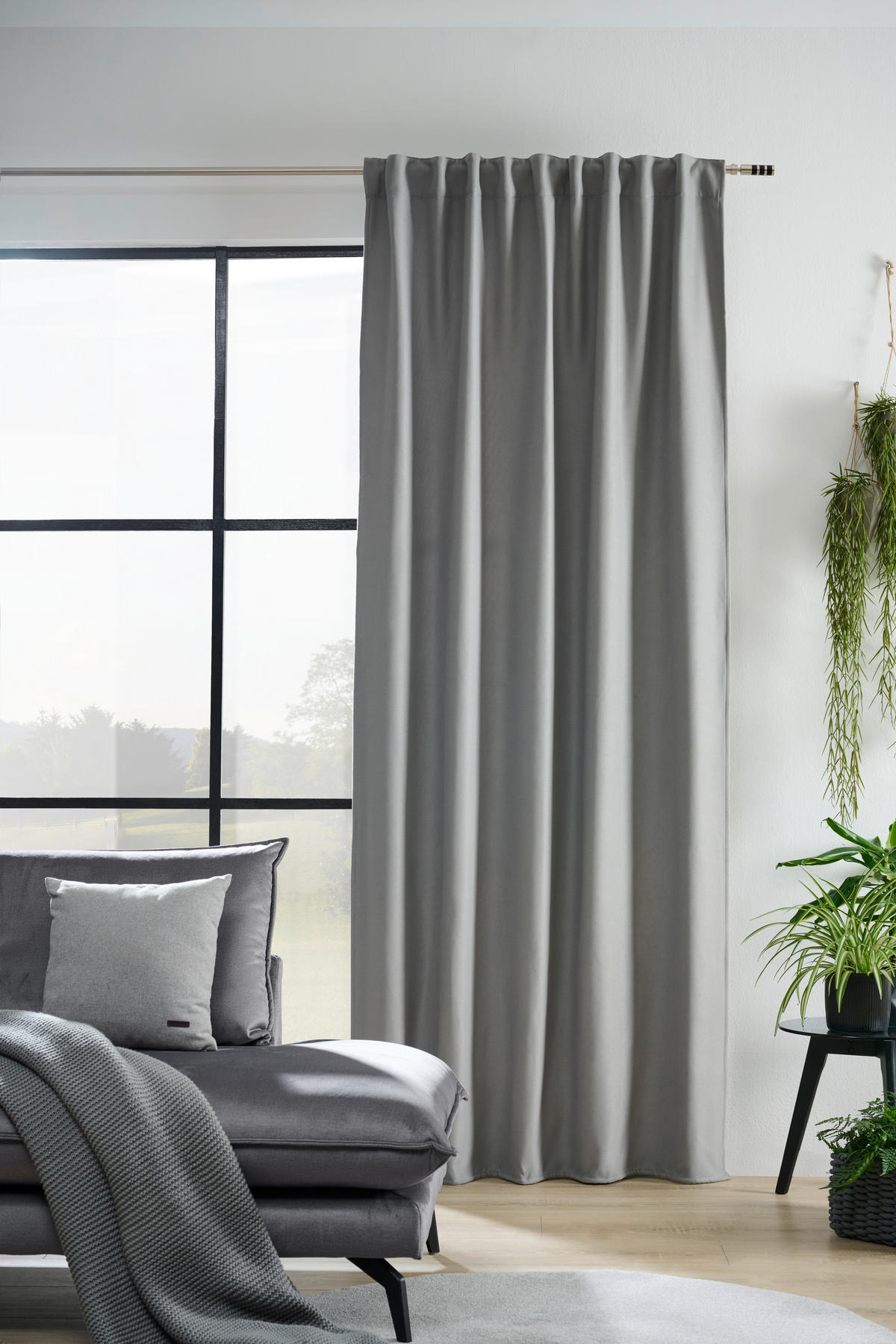 WÄRMESCHUTZVORHANG blickdicht  - Grau, KONVENTIONELL, Textil (135/245cm)