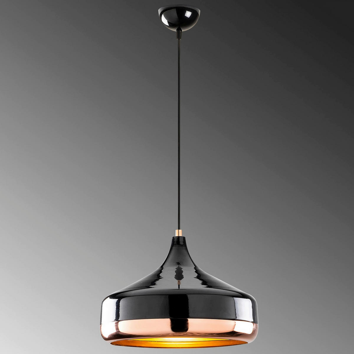 ZÁVĚSNÉ SVÍTIDLO, 36/122 cm  - barva růžového zlata/černá, Design, kov (36/122cm) - P & B