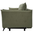 SCHLAFSOFA Cord, Flachgewebe Olivgrün Rückenkissen, Armlehnenkissen, Bettkasten, Schlaffunktion, Rücken echt, Liegefläche im Originalstoff  - Schwarz/Olivgrün, KONVENTIONELL, Textil/Metall (223/72/100cm) - Carryhome