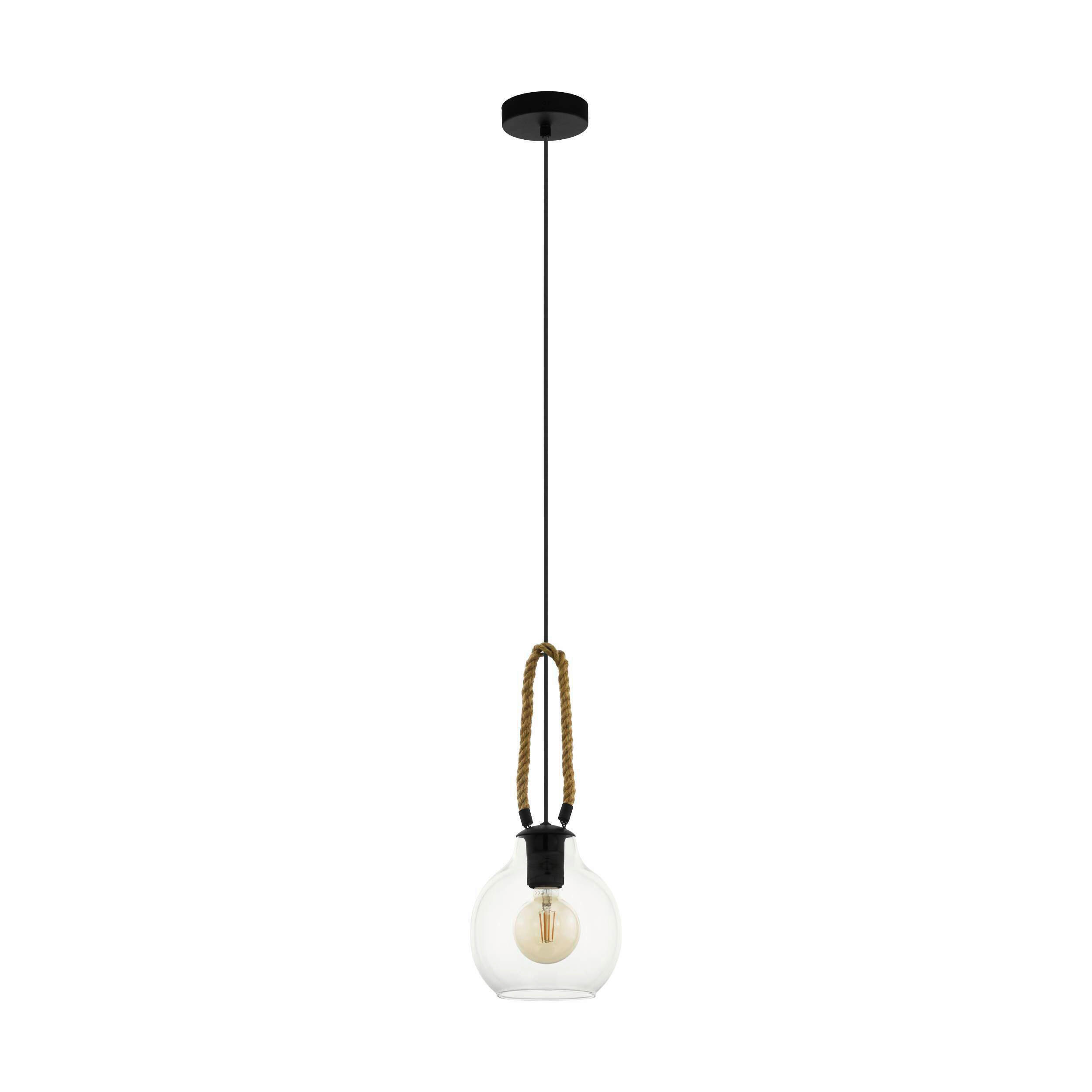 HÄNGELEUCHTE 18/110 cm   - Schwarz/Braun, Design, Glas/Holz (18/110cm) - Eglo