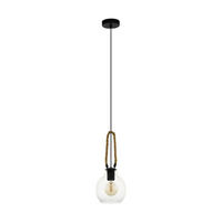HÄNGLAMPA 18/110 cm  - brun/svart, Design, metall/trä (18/110cm) - Eglo