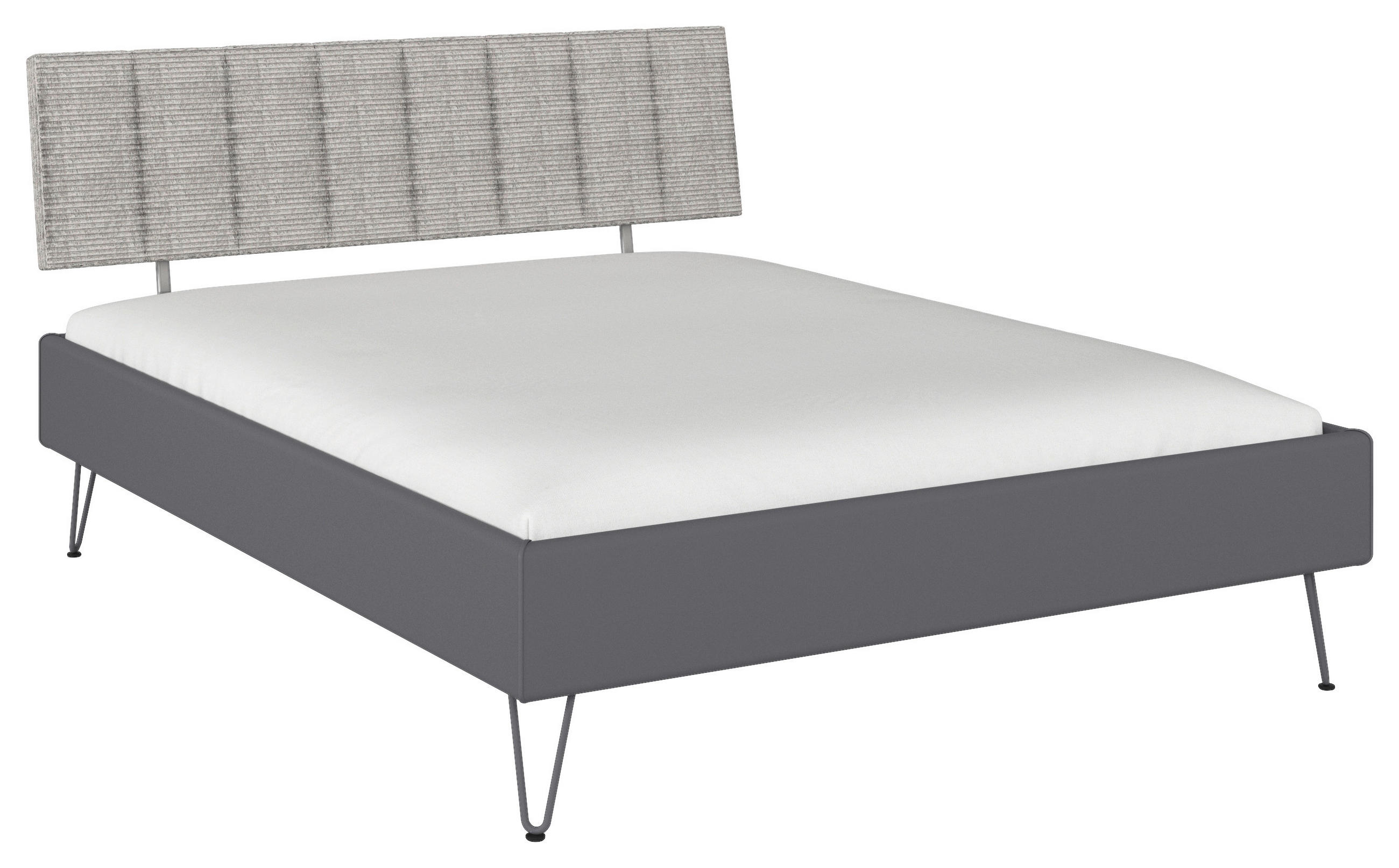 BETT 160/200 cm,  in Grau,  - Grau, Design, Textil/Metall (160/200cm) - Carryhome