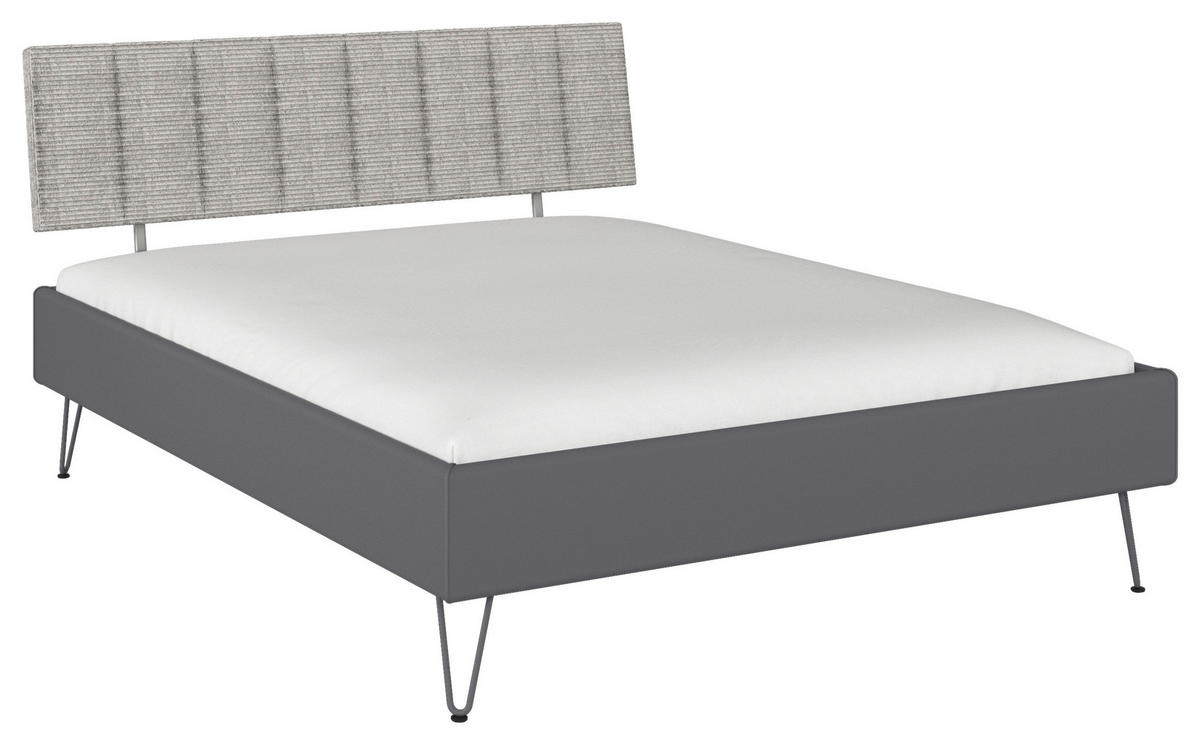 BETT 160/200 cm,  in Grau,  - Grau, Design, Textil/Metall (160/200cm) - Carryhome