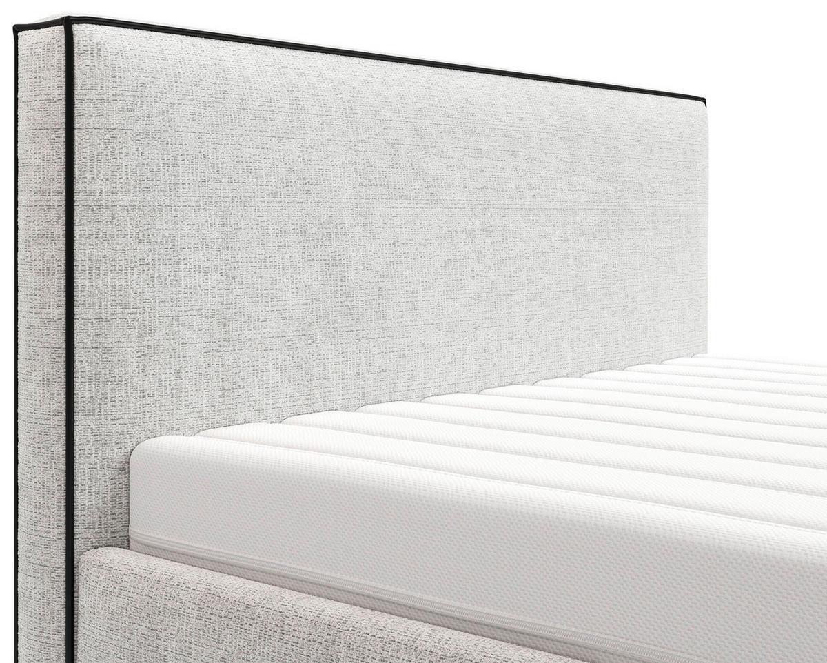 POLSTERBETT 140/200 cm,  in Naturfarben, gepolstertes Kopfteil, Lattenrost, Bettkasten,  - Schwarz/Naturfarben, MODERN, Holz/Holzwerkstoff (140/200cm) - MID.YOU