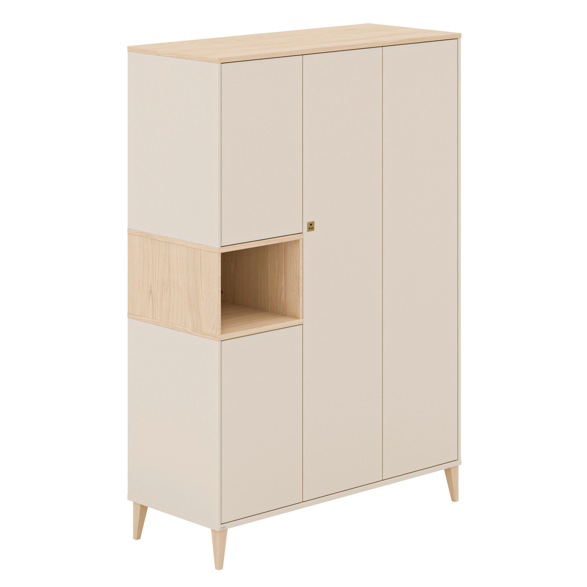 BABA RUHÁSSZEKRÉNY Mila & Ben  - bézs/bükk, Basics, faalapú anyag (141,2/205,8/51,3cm) - Paidi