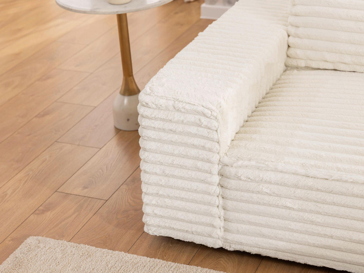 ECKSOFA Cord Beige  - Beige/Schwarz, Design, Kunststoff/Textil (251/142cm) - P & B