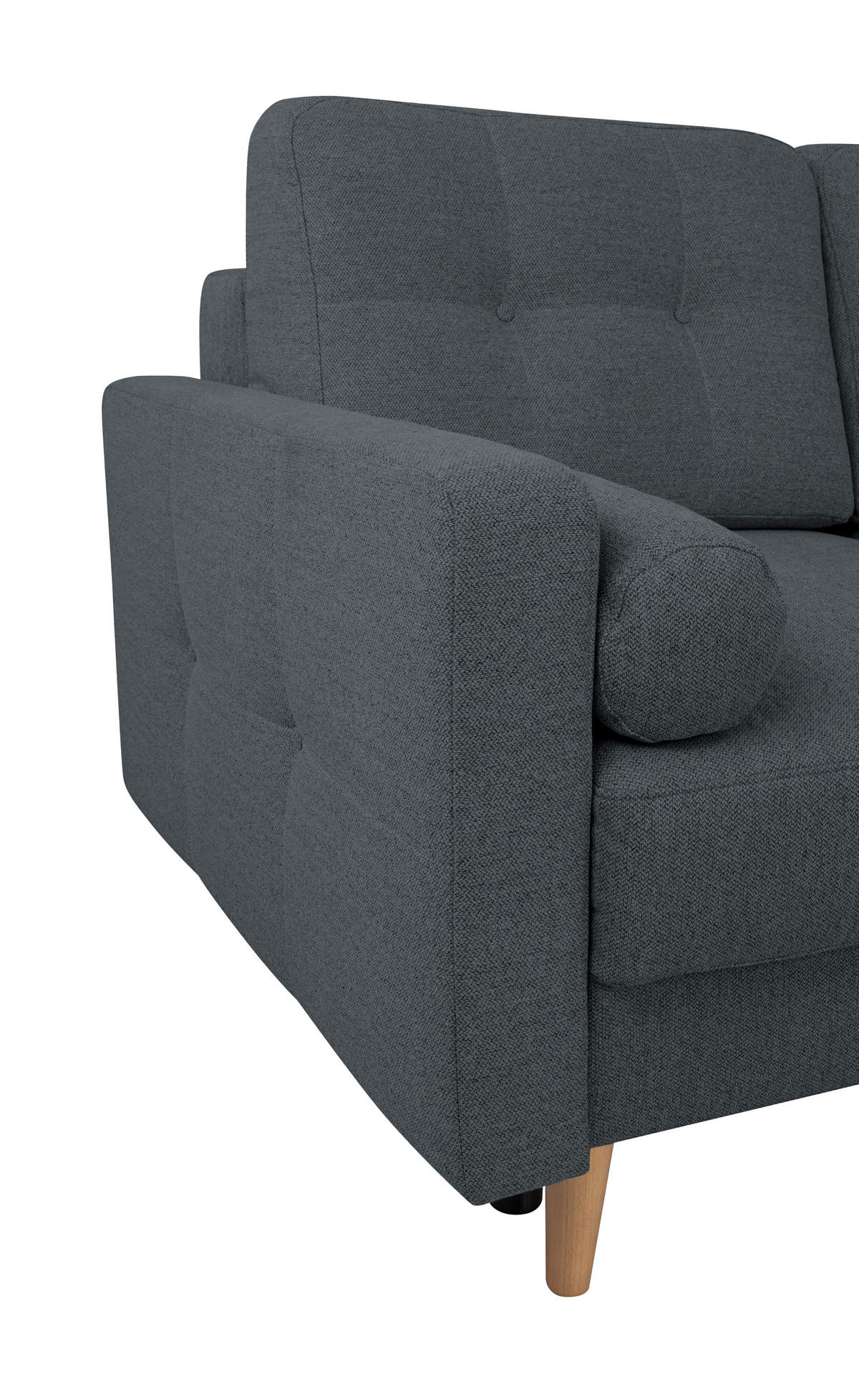 ECKSOFA in Dunkelblau  - Beige/Buchefarben, Design, Holz/Textil (242/242cm) - MID.YOU