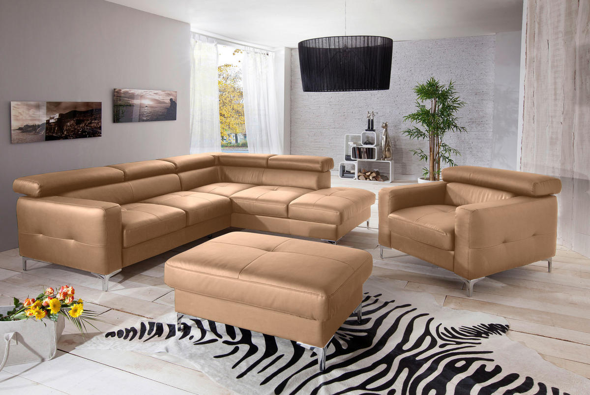 SESSEL in Echtleder Cappuccino  - Chromfarben/Cappuccino, Design, Leder/Metall (99/78-92/106cm) - Livetastic
