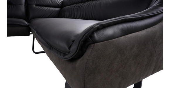 ECKBANK 178/237 cm  in Anthrazit  - Anthrazit/Schwarz, Design, Leder/Textil (178/237cm) - Novel
