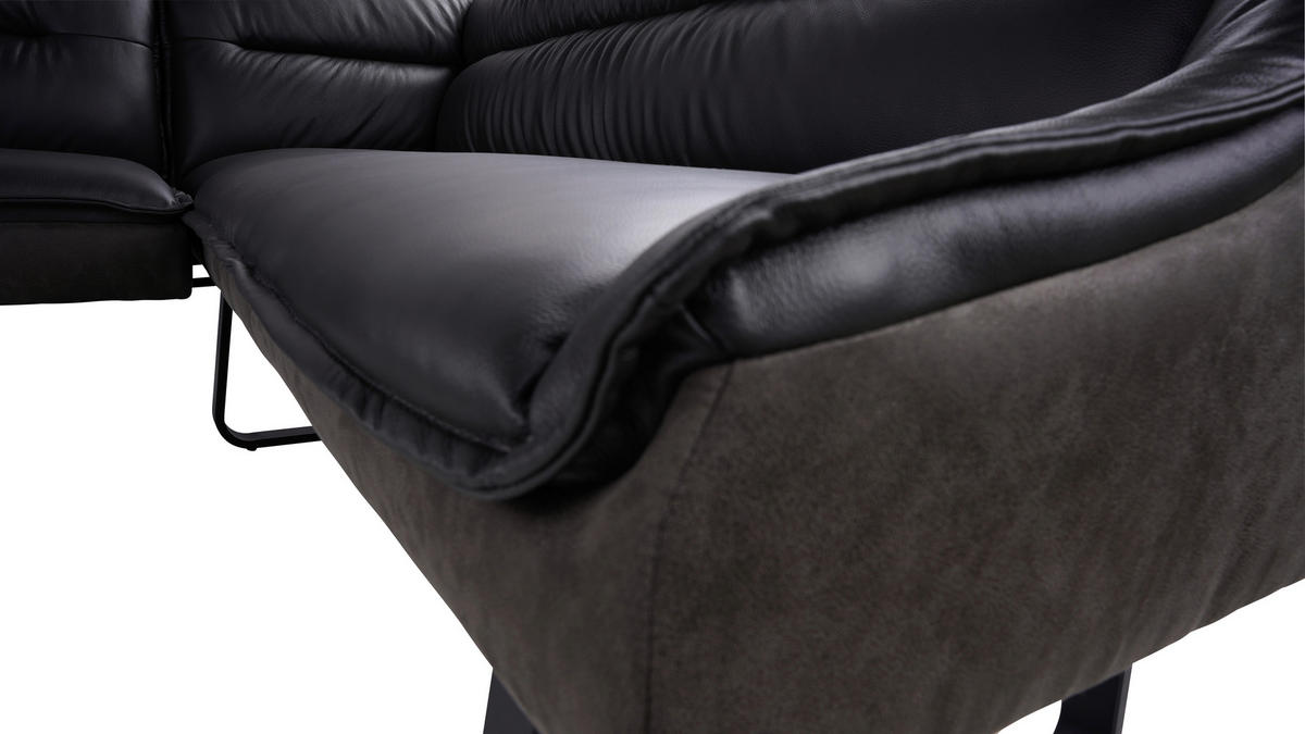 HÖRNBÄNK 178/237 cm  i antracit  - svart/antracit, Design, metall/läder (178/237cm) - Novel