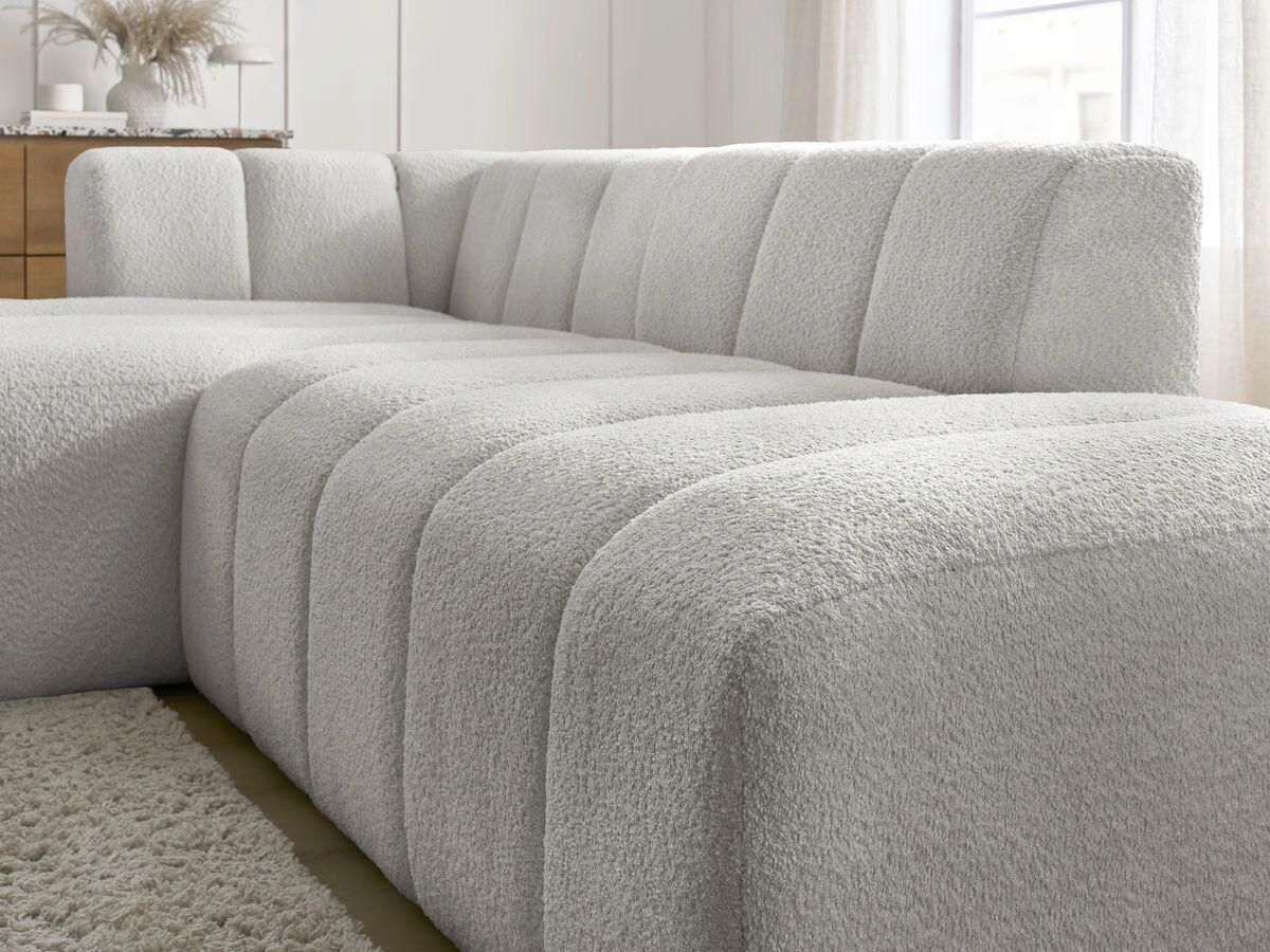 ECKSOFA  ANNECY Hellgrau Bouclé  - Hellgrau/Schwarz, MODERN, Kunststoff/Textil (170/262cm)
