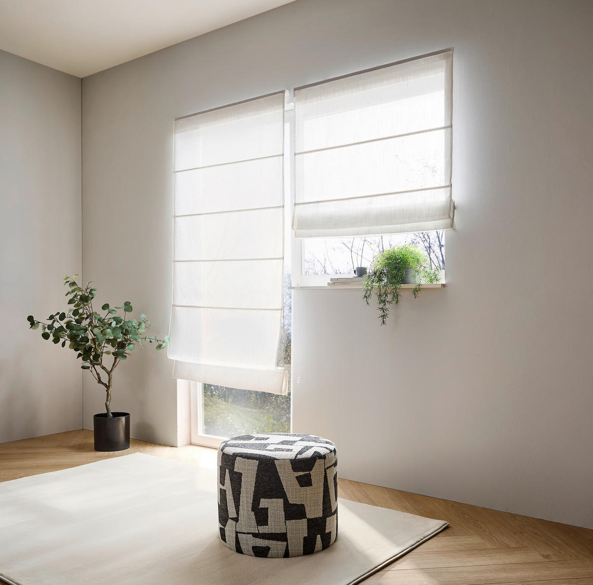 RAFFROLLO  halbtransparent   90/160 cm   - Creme, Basics, Textil (90/160cm) - Homeware