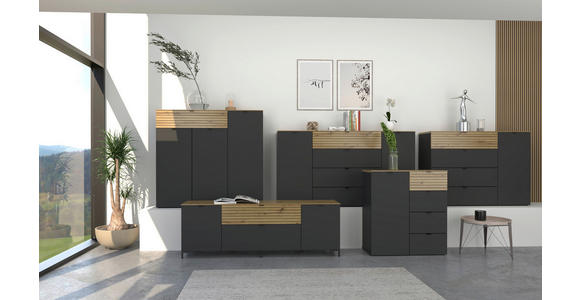 SIDEBOARD 181/99/41 cm  in Graphitfarben, Eiche Artisan  - Schwarz/Graphitfarben, MODERN, Holzwerkstoff/Metall (181/99/41cm) - Voleo