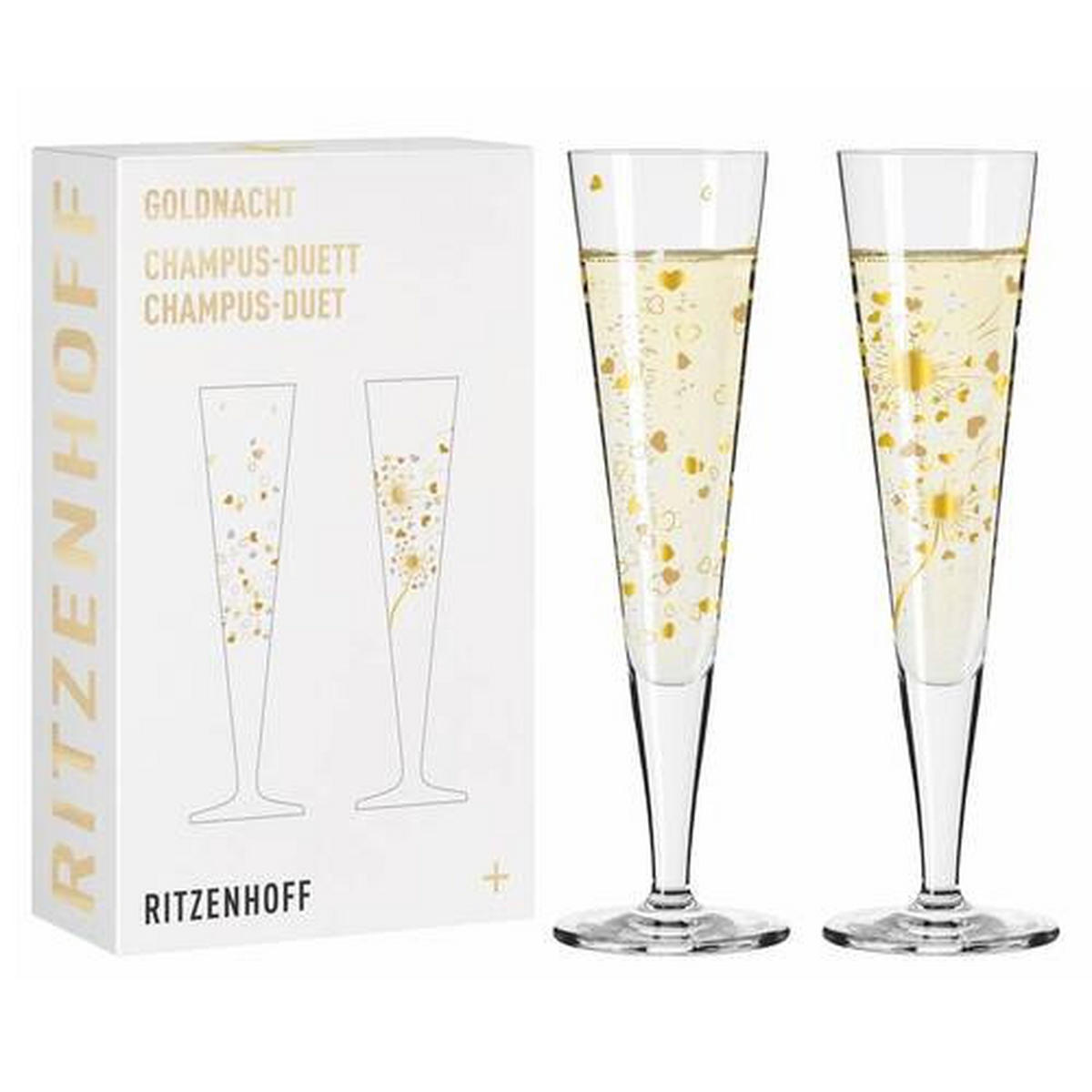 CHAMPAGNERGLAS 205 ml 2-teilig  - Platinfarben/Goldfarben, LIFESTYLE, Glas (7,2/24/7,2cm) - Ritzenhoff