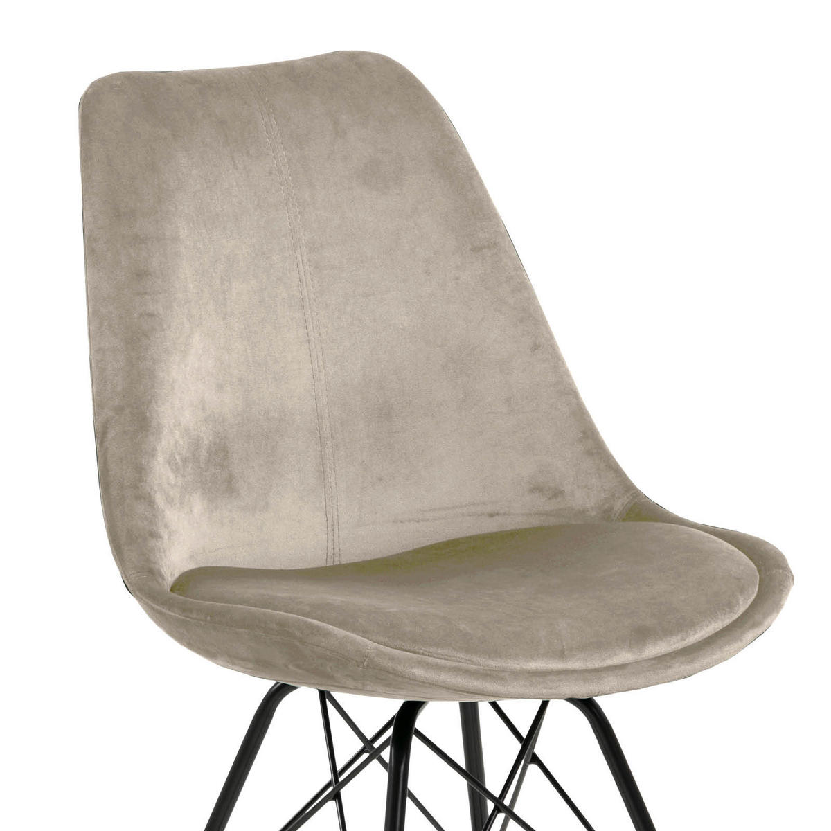 STUHL Samt Sandfarben  - Sandfarben/Schwarz, Trend, Textil/Metall (48,5/85,5/54cm) - Carryhome