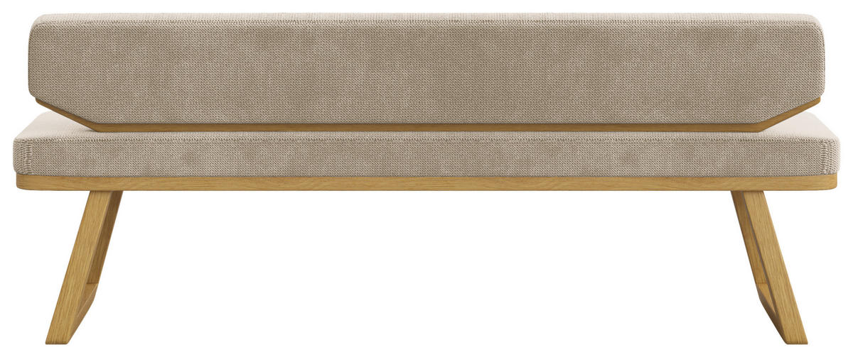 SITZBANK 190/80/52 cm Flachgewebe Eichefarben, Beige Eiche massiv  - Eichefarben/Beige, Basics, Holz/Textil (190/80/52cm) - Carryhome