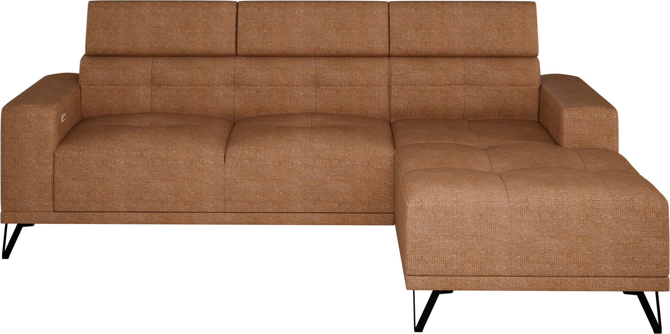 ECKSOFA Rostfarben Chenille  - Rostfarben/Schwarz, KONVENTIONELL, Textil/Metall (264/178cm) - Hom`in