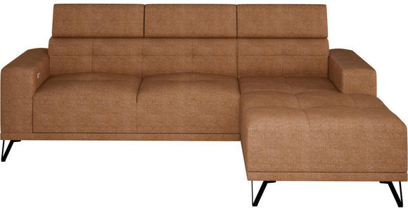 ECKSOFA Rostfarben Chenille - Rostfarben/Schwarz, KONVENTIONELL, Textil/Metall (264/178cm) - Hom`in