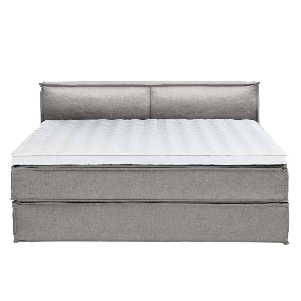 BOXSPRINGBETT 200/220 cm  in Hellgrau  - Hellgrau/Schwarz, Design, Textil (200/220cm) - home24
